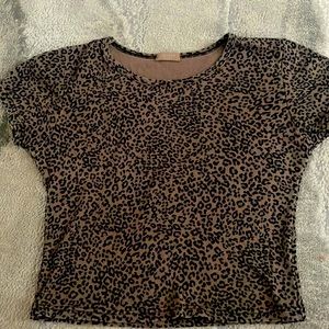 Brown and black leopard print brandy Melville crop top, barely worn
